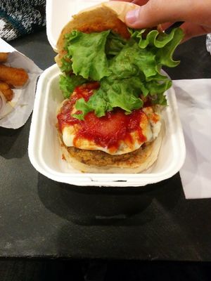 Lentils burger at Marees Sauces and Food in London