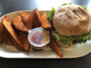 Ultimate Veggie Burger with Spicy Wedges  at Marees Sauces and Food in London