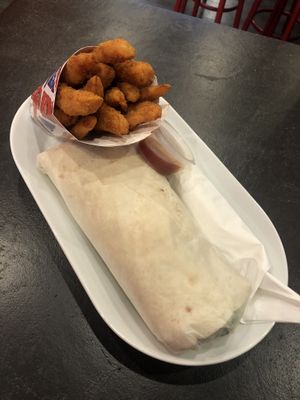 CARIBBEAN STYLE SMOKE TOFU WRAP AND SWEET POTATO FRIES at Marees Sauces and Food in London