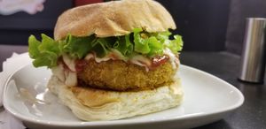 Quinoa, vegan cheese burger at Marees Sauces and Food in London