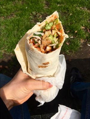Jerk Falafel Wrap  at Marees Sauces and Food in London