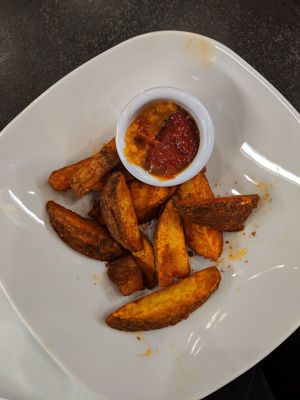 Spiced potato wedges at Marees Sauces and Food in London