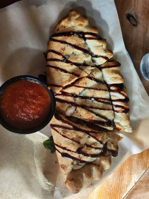 Vegan calzone at Frontagers in Pacific Beach