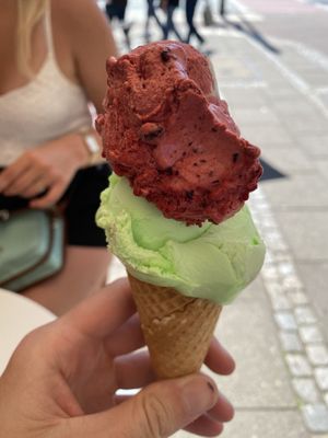 Heidelbeere und Waldmeister.  at Gelateria e Panini Da Ros in Bremen