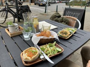 Tomato quiche, cheeseballs, mushroom quiche  at Veggie in Rotterdam