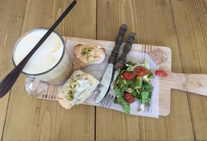 Mmmmm with the best vegan latte (oat) I have ever tasted! at Veggie in Rotterdam