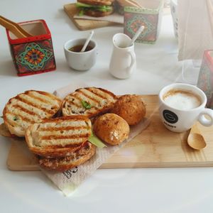 Savory part of the brunch with cheese breads at Veggie in Rotterdam