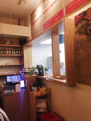 view into the kitchen at LeDu Happy Dumplings & Noodle in Munich