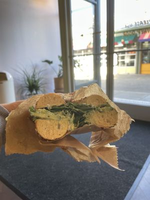 Everything avocado crunch bagel at Rooted Juicery + Kitchen - Downtown in Cincinnati