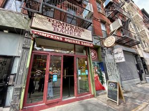store front  at Tompkins Square Bagels in New York City