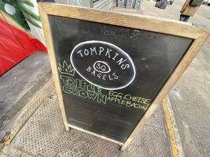 sign  at Tompkins Square Bagels in New York City