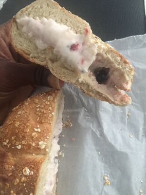 Tofu triple berry spread at Tompkins Square Bagels in New York City