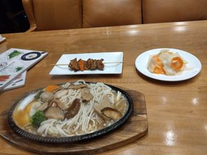 Straw mushroom BBQ and Chinese noodles at Vitking House in Siem Reap