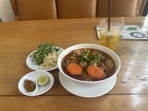 Noodle with Cumin Leave Basil - MKH product code. Most likely and hopefully fully vegan.   at Vitking House in Siem Reap