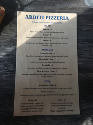 Menu  at Arditi Pizzeria in Lawrenceville