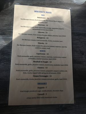 Menu side 2 at Arditi Pizzeria in Lawrenceville