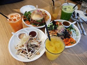 Vegan burger set/Aussie Style Open Sandwich/Salad at Veggie Lovers in Seongnam