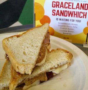 Graceland Sandwich on gluten free bread!  at Boulevard of Greens in Fort Worth
