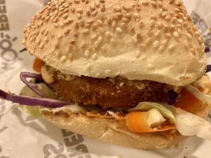 Chick’n Chipotle burger at MooFree Burgers - Food Truck in Morningside