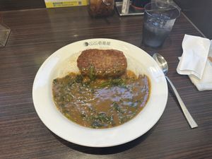 Vegan steak curry with spinach   at Coco Ichibanya in Hiroshima