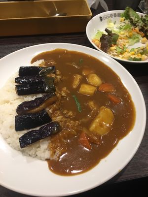 Vegetable Curry and Corn Salad at Coco Ichibanya in Hiroshima