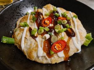 Indian pancake with chickpea curry starter at Indi-Yang in Torquay