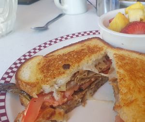 Seitan cheese sandwich at St Francis Fountain and Candy in San Francisco