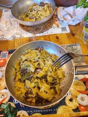 Mushroom pappardelle at Pomo - La Pasta Bio Italiana in Lagos