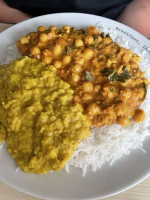 Chickpea curry, dhal with rice   at Vega in Tintagel