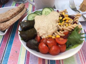 So called budha bowl but more of a side salad to me, tasted of nothing  at Vega in Tintagel