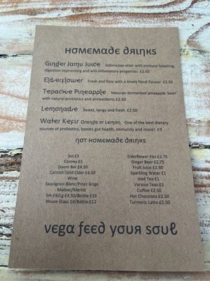 Homemade Drinks  at Vega in Tintagel