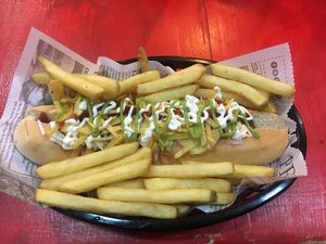 Vegan hot dog  at Papagayo in Torremolinos