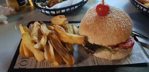 Soya Burger with Vegan Cheese at Papagayo in Torremolinos