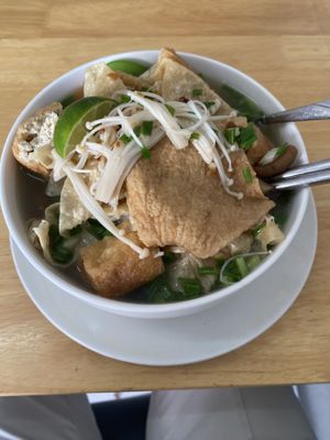 Pho! (I added the lime)  at Vietnamese Coffee & Noodle Soup in Siem Reap