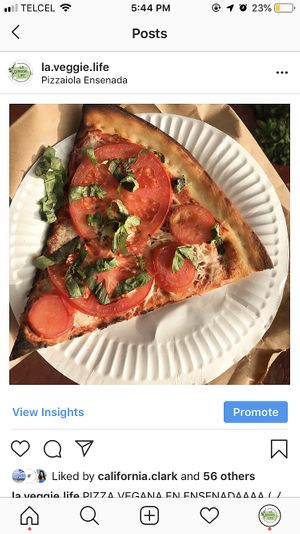 Pizza marguerita vegana. at Pizzaiola in Ensenada