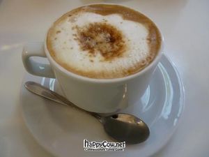 Soy milk coffee at Loving Hut in Valencia