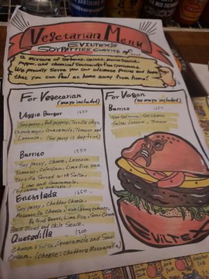 The veggie/vegan menu at EvilTex in Takayama