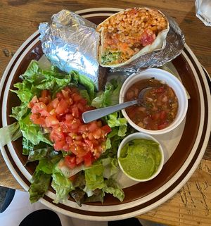 Vegan burrito with salad   at EvilTex in Takayama