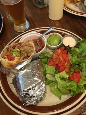 Vegan burrito with salad at EvilTex in Takayama