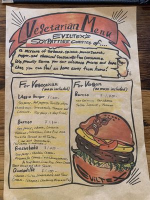 Menu at EvilTex in Takayama