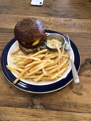 Delicious vegetarian burger at EvilTex in Takayama