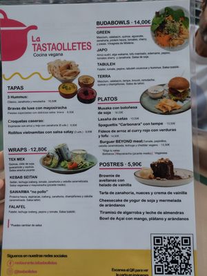 The menu at La Tastaolletes in Valencia