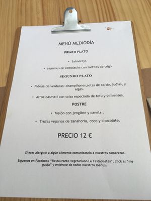 Menu  at La Tastaolletes in Valencia