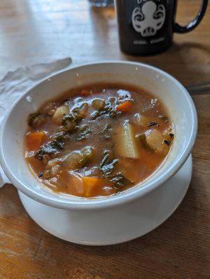 Vegetable barley soup at Beak in Sitka