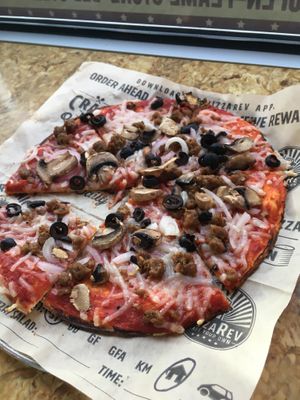 Vegan pizza  at PizzaRev in Sioux Falls
