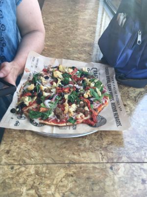 Vegan pizza w/ All the veggies they offer  at PizzaRev in Sioux Falls