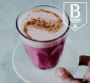 Beetroot Latte ( Choose from 6 differents organic vegan milks available ) at BEAT Brew Bar in Valencia