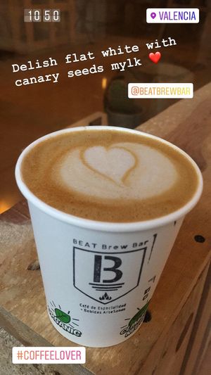 Epic flat white with canary seeds milk at BEAT Brew Bar in Valencia