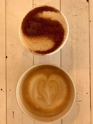 S for SUPER GOOD chai tea latte and a heart for LOVE my coffee!!!  at BEAT Brew Bar in Valencia