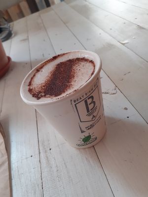 Superlatte of almond milk, cacao and maitake mushroom at BEAT Brew Bar in Valencia